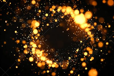 Bokeh dourado luz overlay sobre fundo escuro