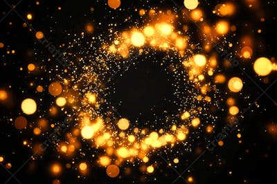 Bokeh dourado luz overlay sobre fundo escuro
