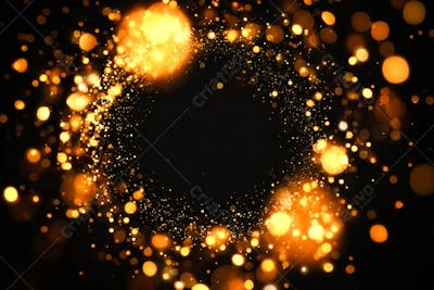 Bokeh dourado luz overlay sobre fundo escuro