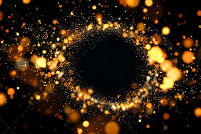 Bokeh dourado luz overlay sobre fundo escuro
