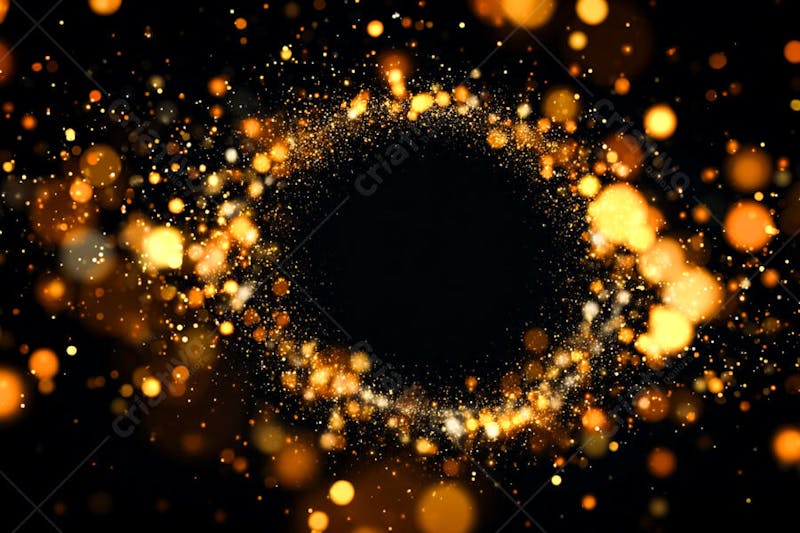 Bokeh dourado luz overlay sobre fundo escuro