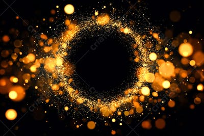 Bokeh dourado luz overlay sobre fundo escuro
