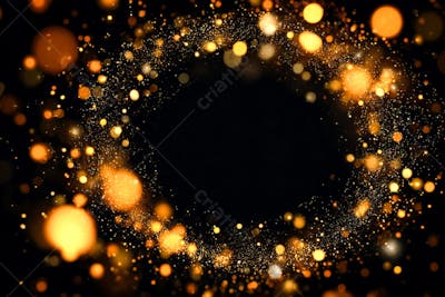 Bokeh dourado luz overlay sobre fundo escuro