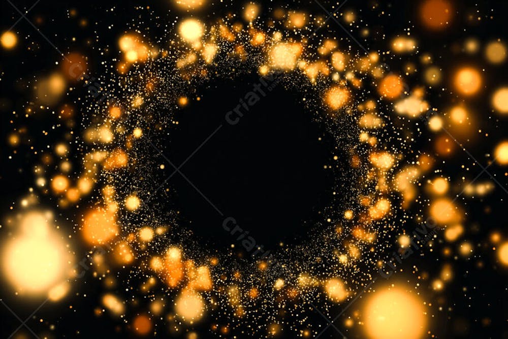 Bokeh dourado luz overlay sobre fundo escuro