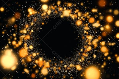 Bokeh dourado luz overlay sobre fundo escuro