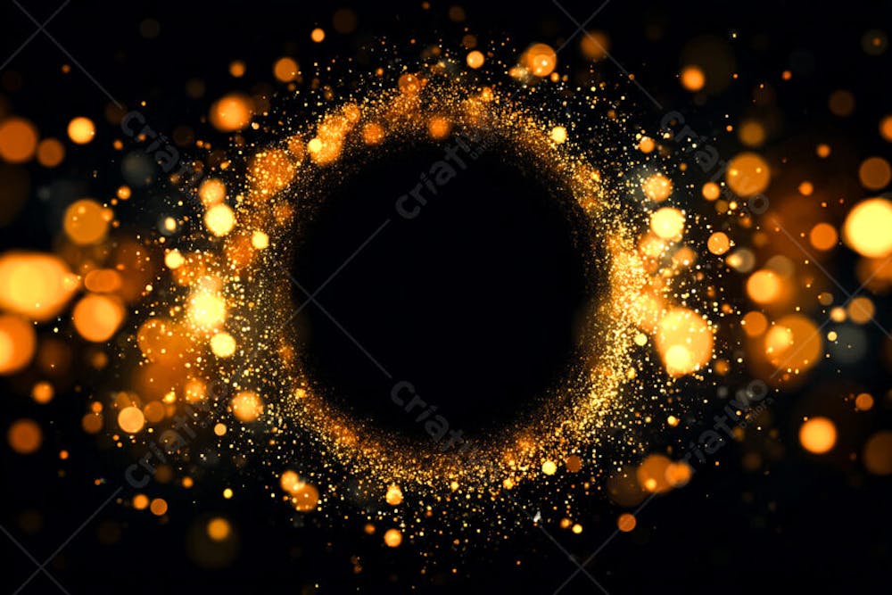 Bokeh dourado luz overlay sobre fundo escuro