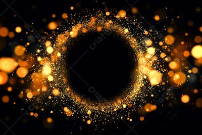 Bokeh dourado luz overlay sobre fundo escuro