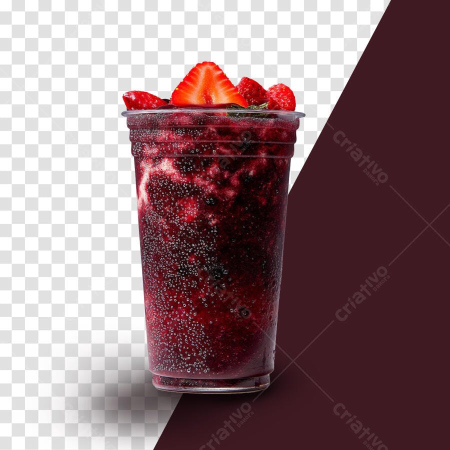 Mockup PSD para Drink de Morango e Açaí Editável