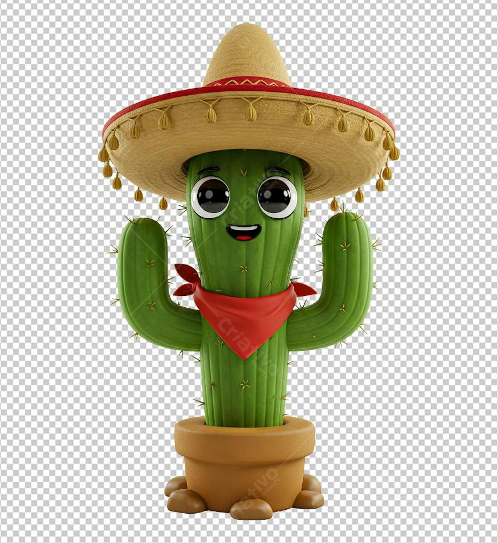 Cacto Mexicano em Estilo Pixar 3D