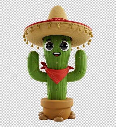 Cacto Mexicano em Estilo Pixar 3D