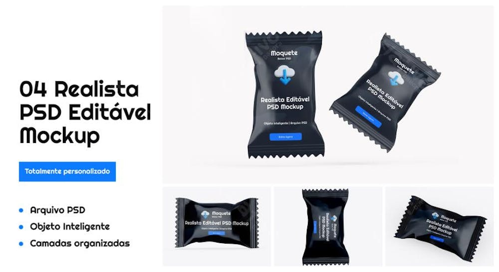 Mockup Realista de Pacote de Doce – PSD Editável para Branding