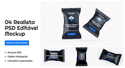 Mockup Realista de Pacote de Doce – PSD Editável para Branding