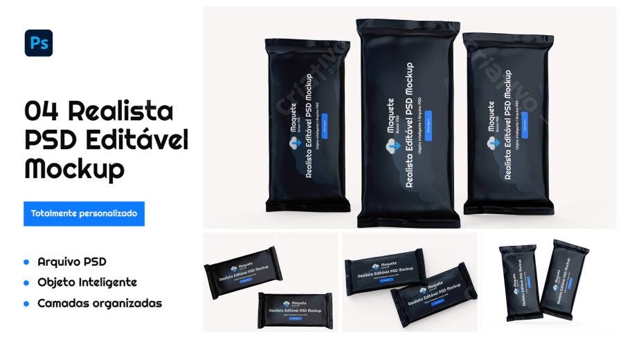 Mockup Embalagem para Produtos Alimentícios PSD Editável