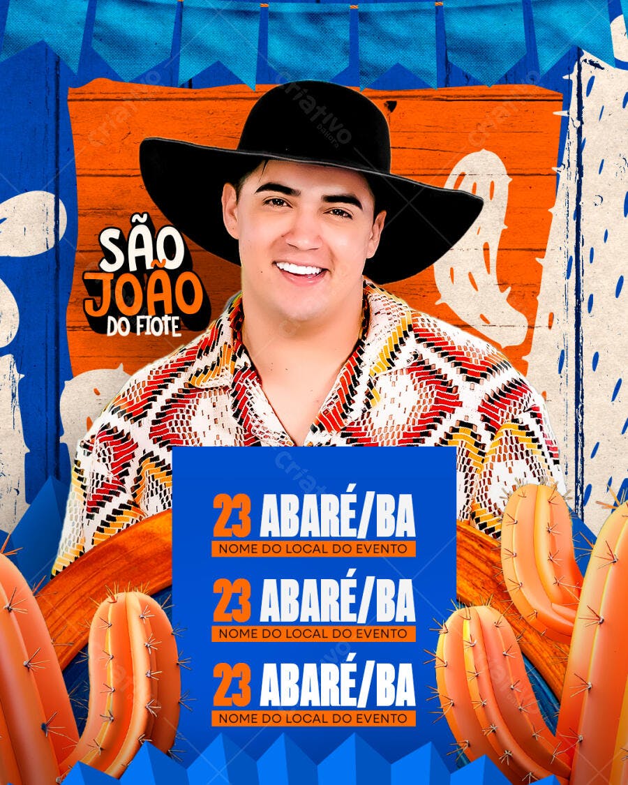 Flyer Festa Junina São João do Fiolte PSD Editável