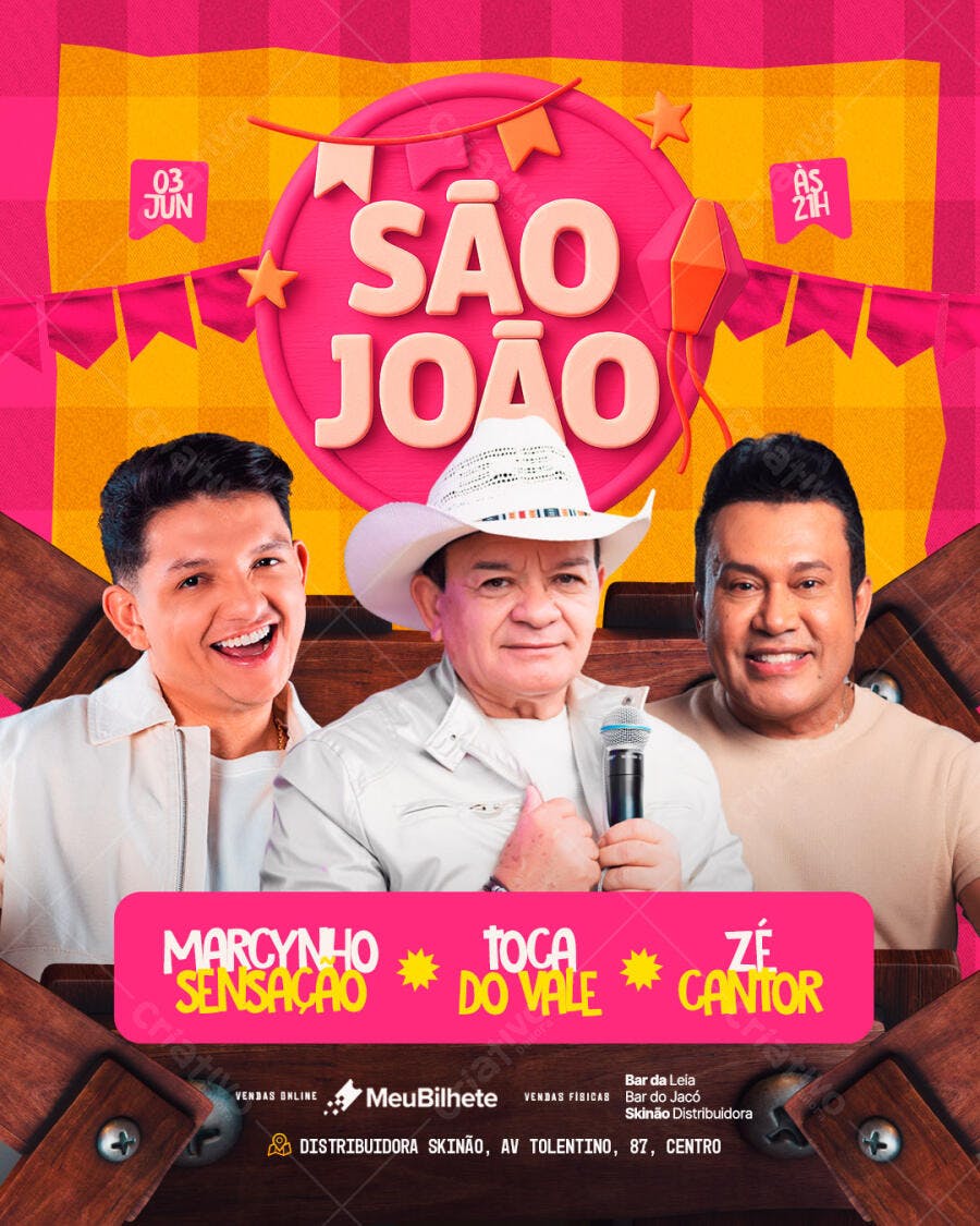 Flyer Festa Junina 03 de Junho PSD Editável