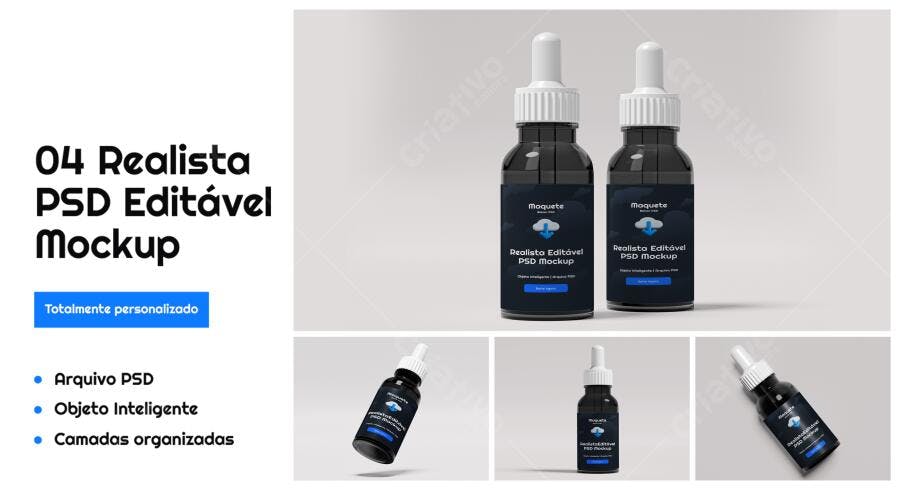 Mockup Realista de Frascos de Gotas Escuros