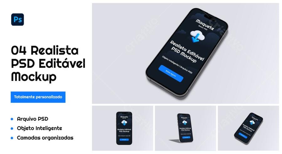Mockup Realista de Smartphone em Mesa Branca