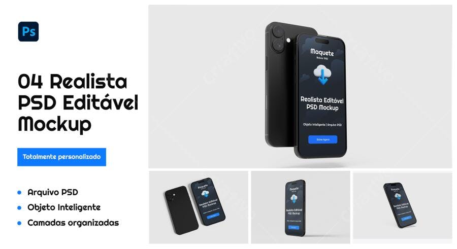 Mockup Realista de Smartphone Preto