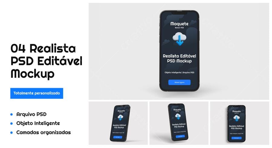 Mockup Realista de Smartphone com Tela Escuro
