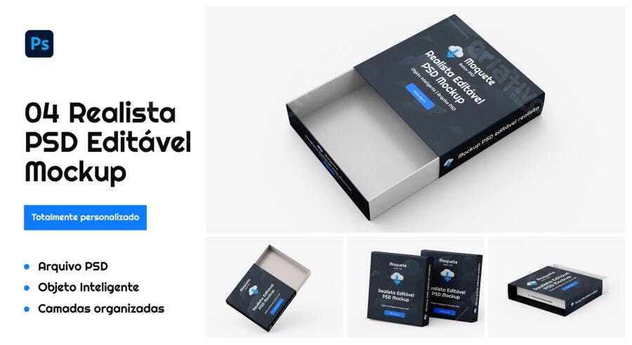 Mockup de Caixa de Presente Realista em Tons Escuros