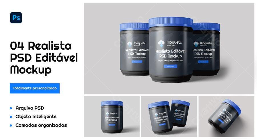 Mockup Realista de Embalagem para Suplementos
