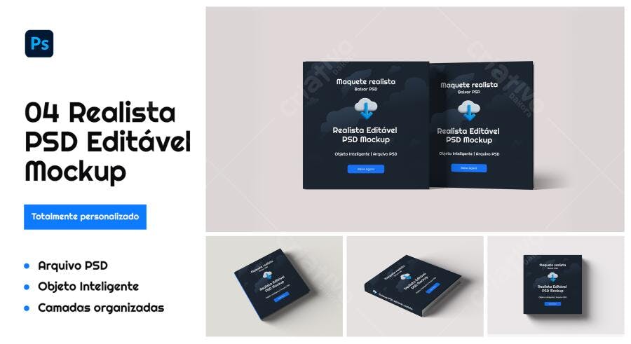 Mockup Realista de Caixa para Software: Design Escuro