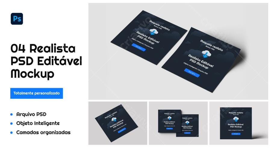 Mockup Realista de Cartões de Visita Escuros