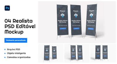 Mockup de Standee Vertical – Ideal para Exposições, Feiras e Publicidade