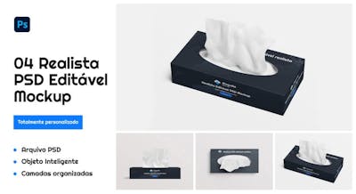 Mockup Caixa de Lenços de Papel – Ideal para Apresentação de Marcas e Identidade Visual