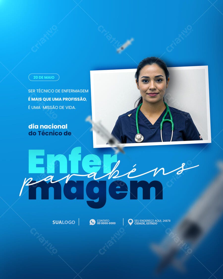Flyer Dia do Técnico de Enfermagem 20 de Maio PSD Editável