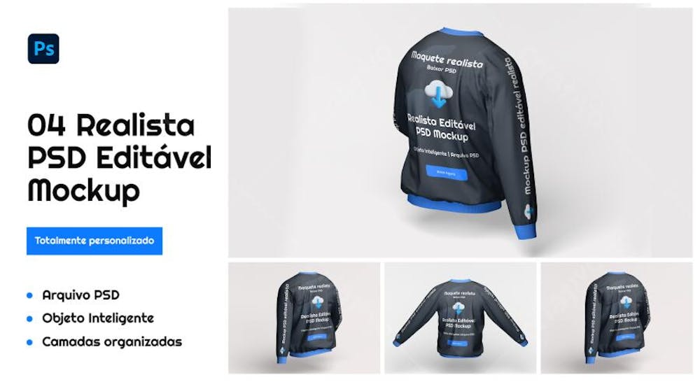 Maquete de Moletom Unissex – Visual Profissional e Editável em Alta Resolução