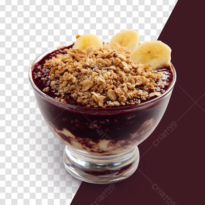 Açaí com granola e banana em alta qualidade sem fundo