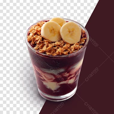 Açaí com granola e banana em alta qualidade sem fundo