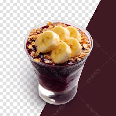 Açaí com granola e banana em alta qualidade sem fundo