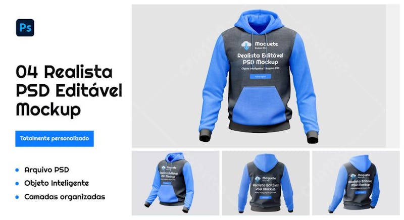 Mockup de Hoodie com Capuz – Roupa de Inverno em Alta Resolução para Designers