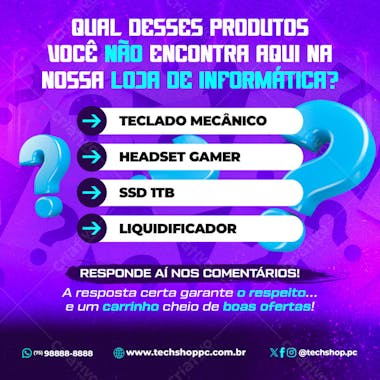 Feed Post Quiz Loja de Informática Social Media