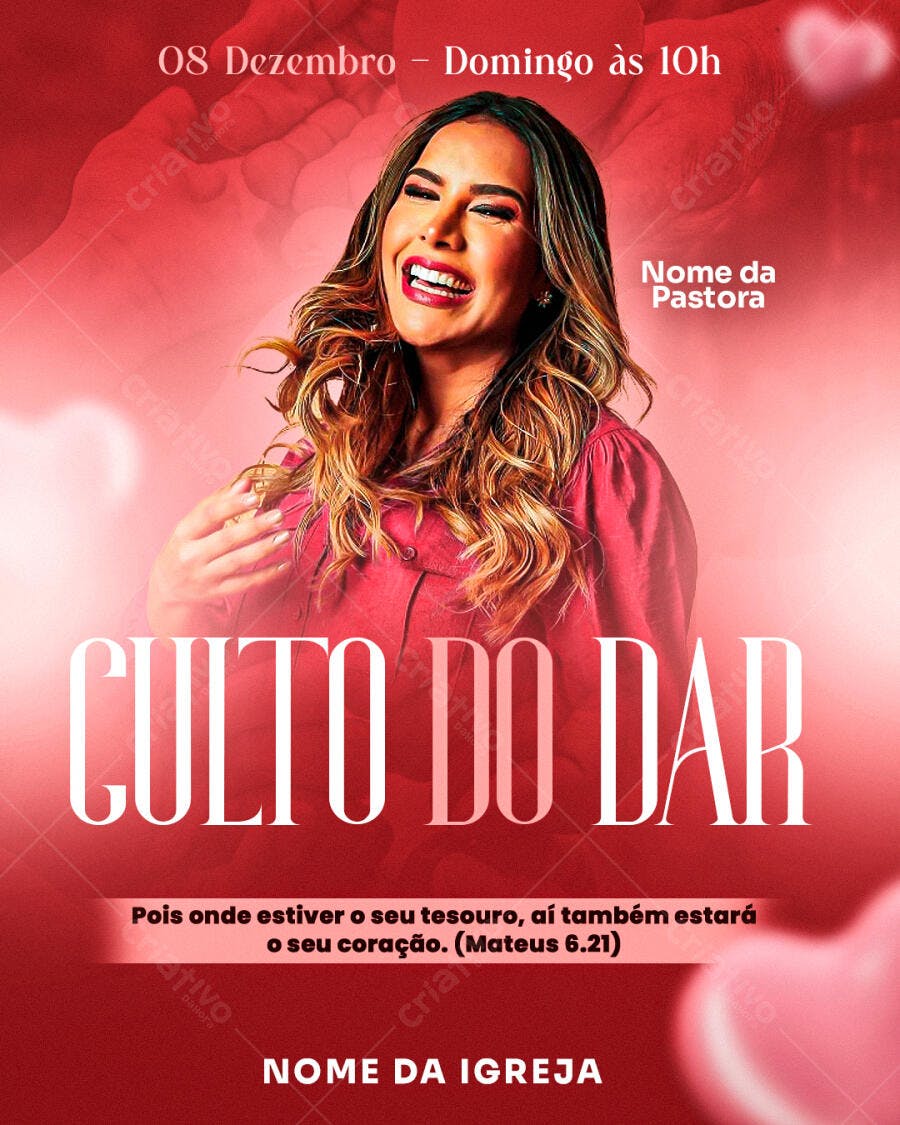 Flyer para Culto do Dar 08 de Dezembro PSD Editável
