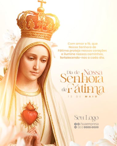 Dia de Nossa Senhora de Fátima 13 de maio feed psd editável