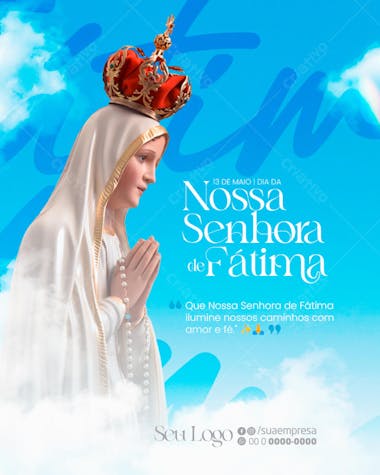 Dia de Nossa Senhora de Fátima 13 de maio feed psd editável