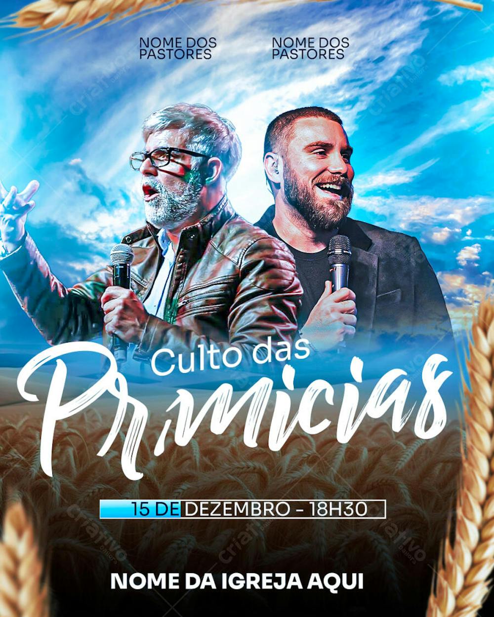 FLYER GOSPEL CULTO DAS PRIMICIAS