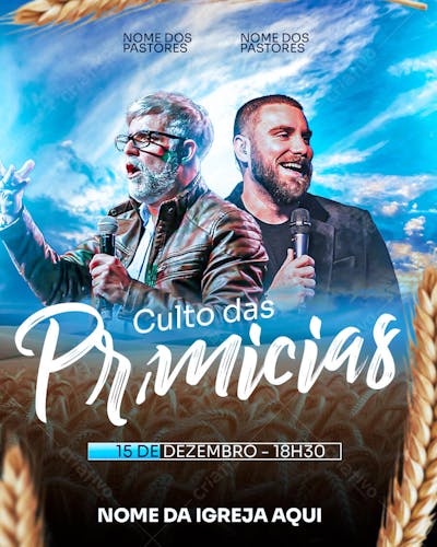 FLYER GOSPEL CULTO DAS PRIMICIAS