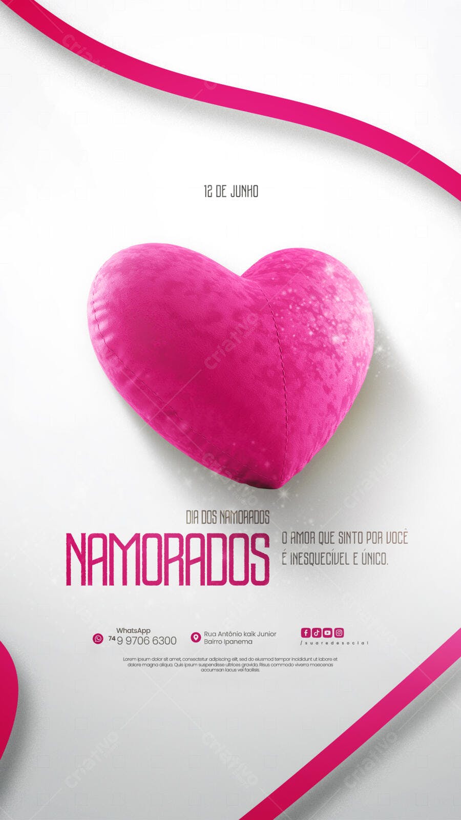 Flyer Dia dos Namorados 12 de Junho PSD Editável