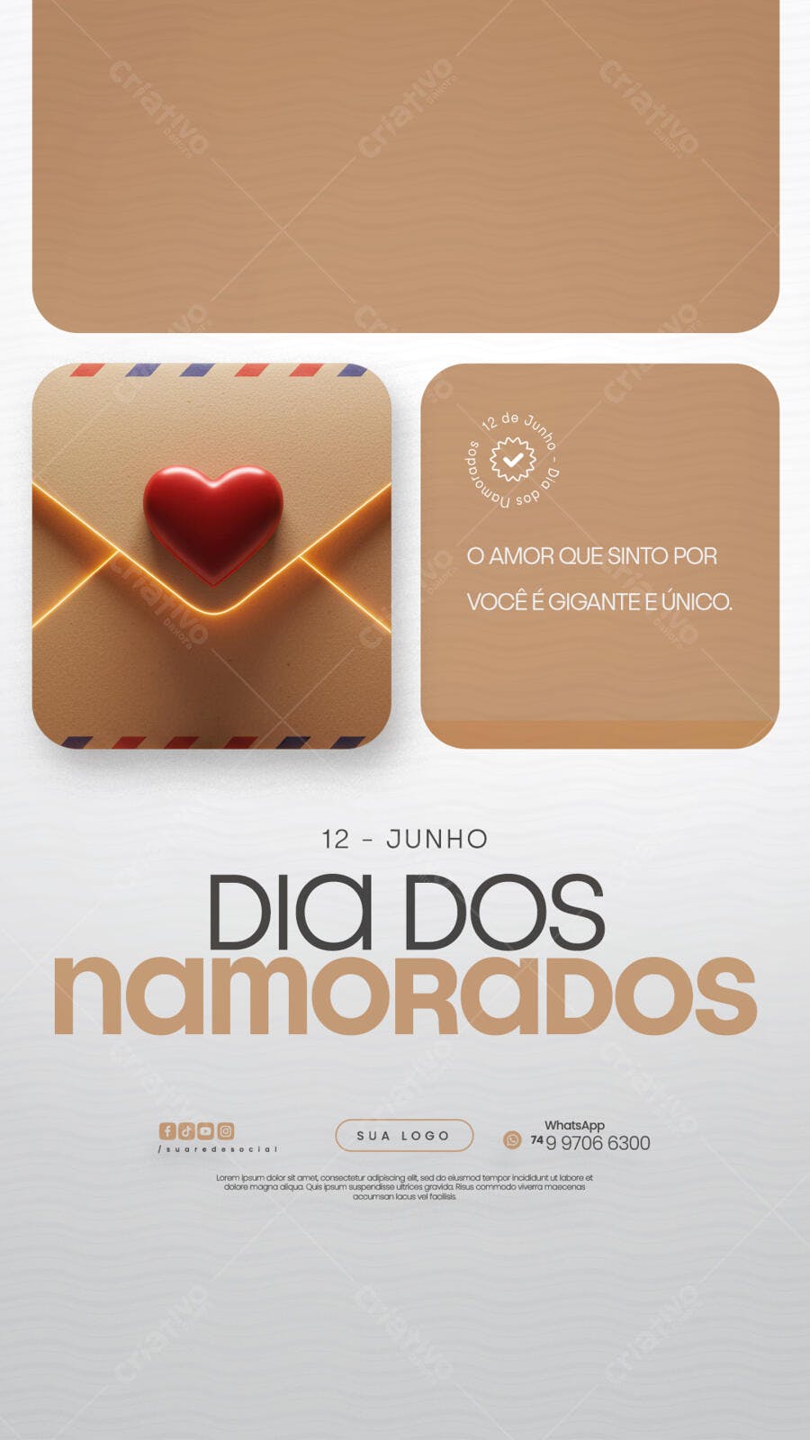 Flyer Dia dos Namorados 12 de Junho PSD Editável