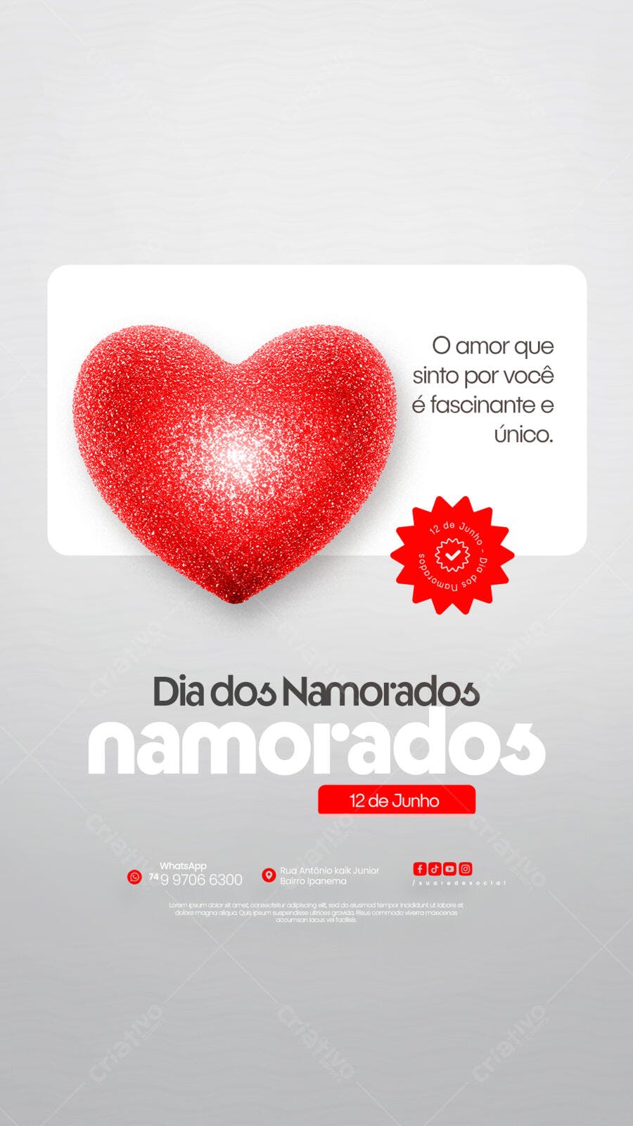 Flyer Dia dos Namorados 12 de Junho PSD Editável