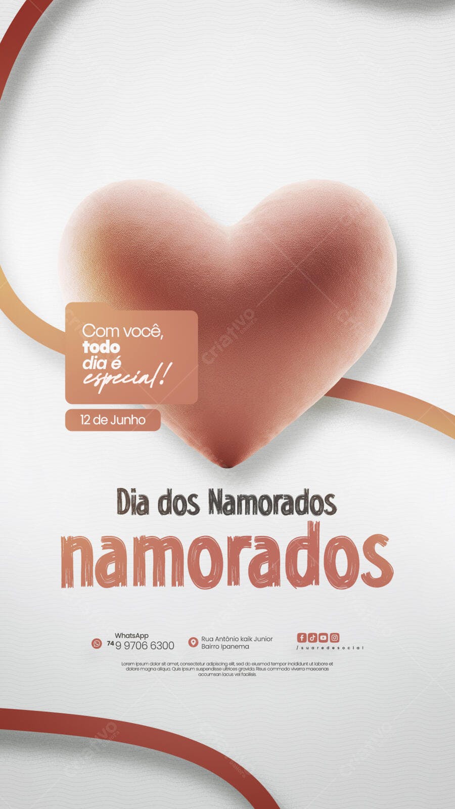 Flyer Dia dos Namorados 12 de Junho PSD Editável