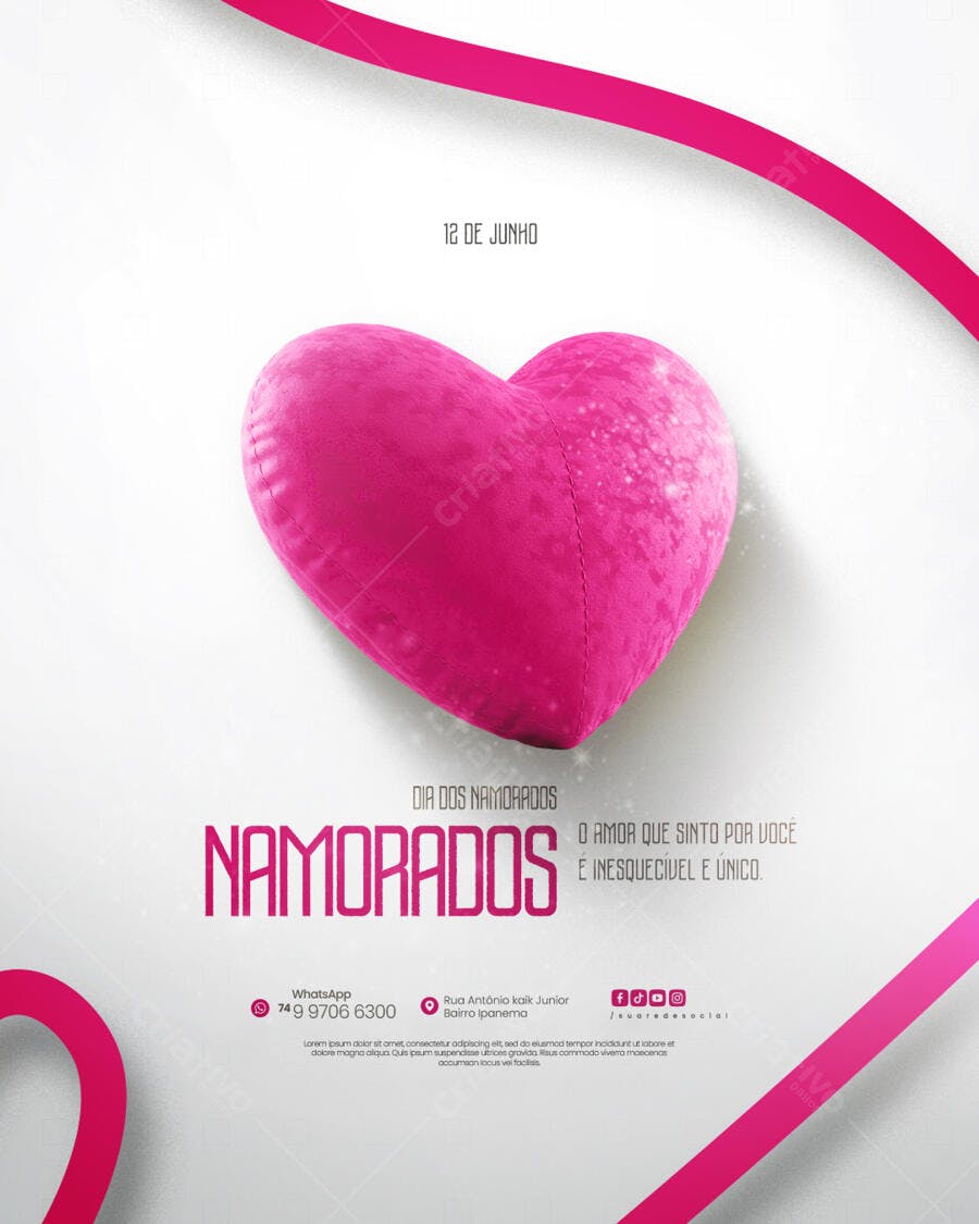 Flyer Dia dos Namorados 12 de Junho PSD Editável