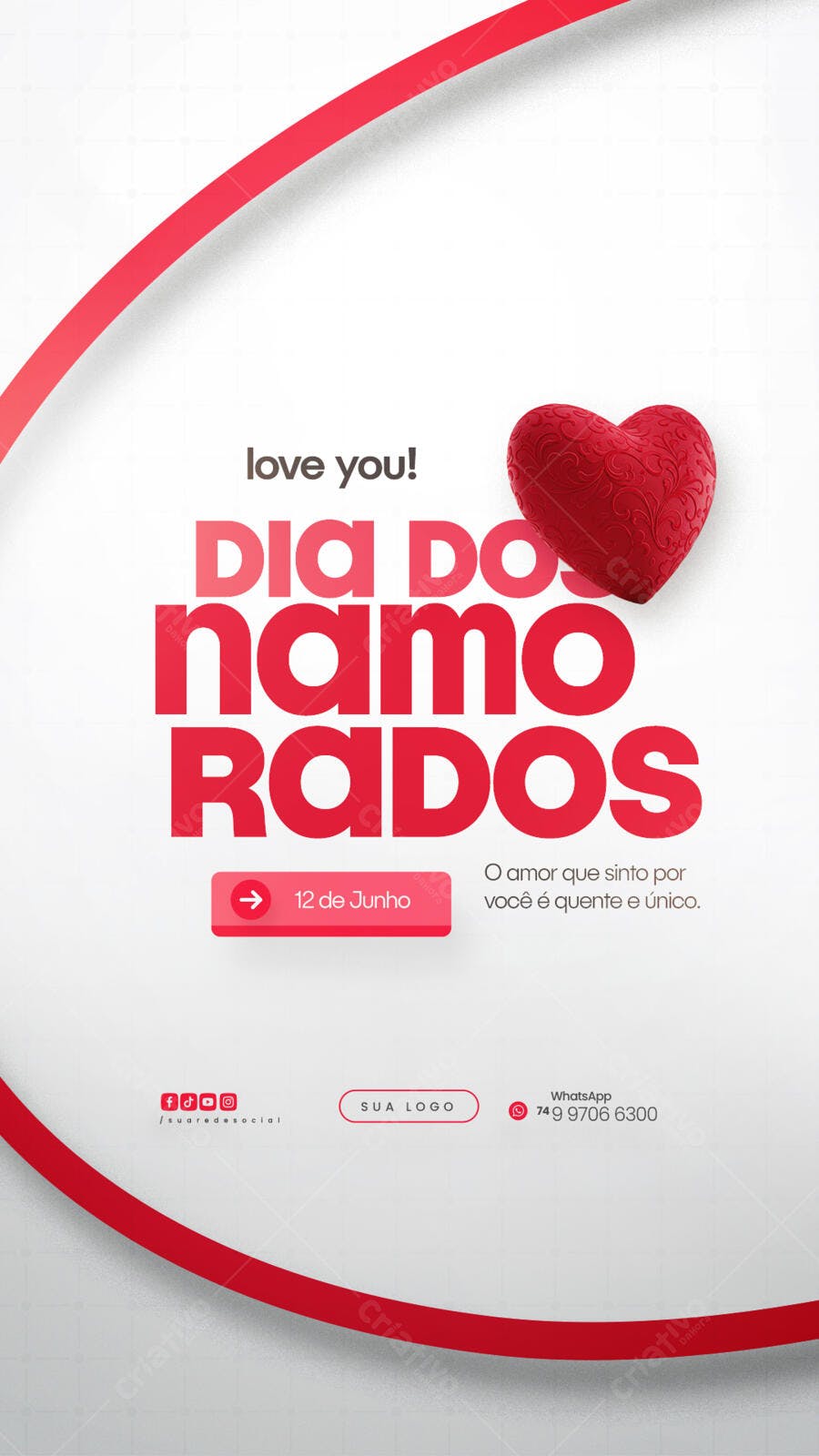 Flyer Dia dos Namorados 12 de Junho PSD Editável