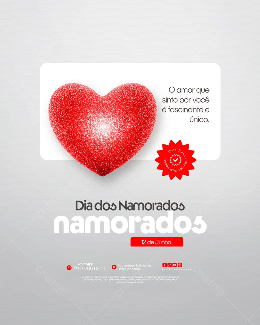 Flyer Dia dos Namorados PSD Editável
