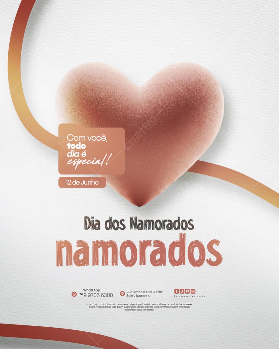 Flyer Dia dos Namorados 12 de Junho PSD Editável