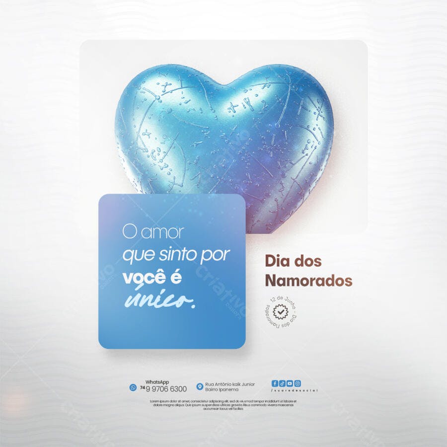 Post para o Dia dos Namorados PSD Editável